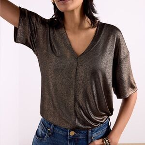 Metallic V-Neck Women's Top